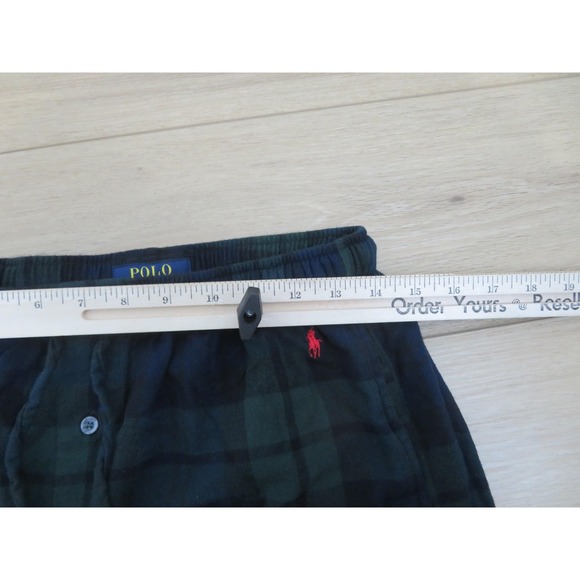 Polo Ralph Lauren Pajama Pants Mens Medium Tartan Plaid Sleepwear Green Flannel - Picture 9 of 11